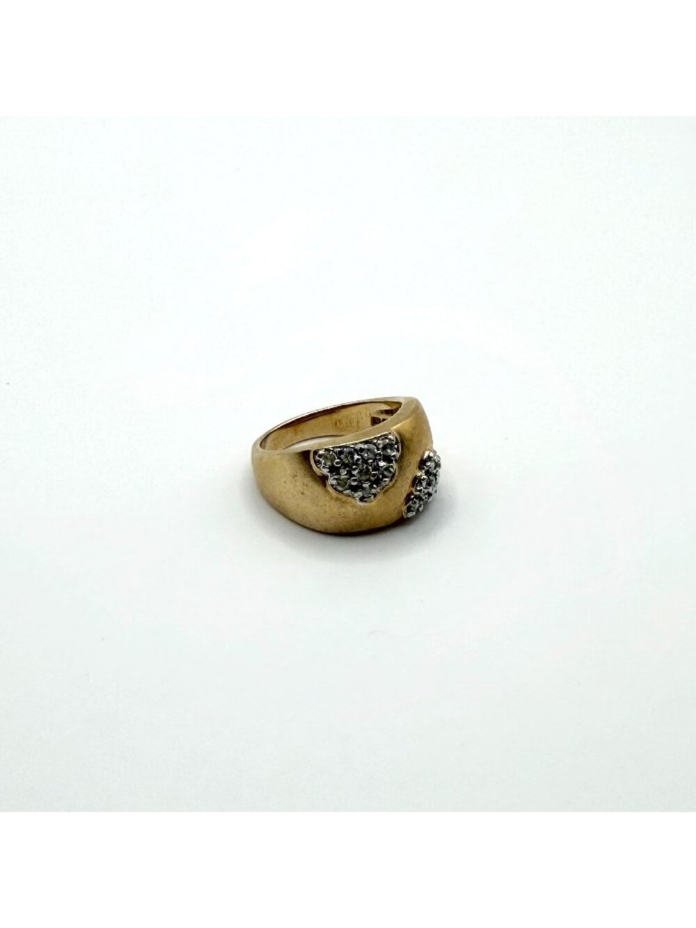 925 Gold Tone Ring With Clustered Silver Accents